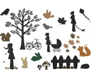 Stickserie - Herbst Silhouette